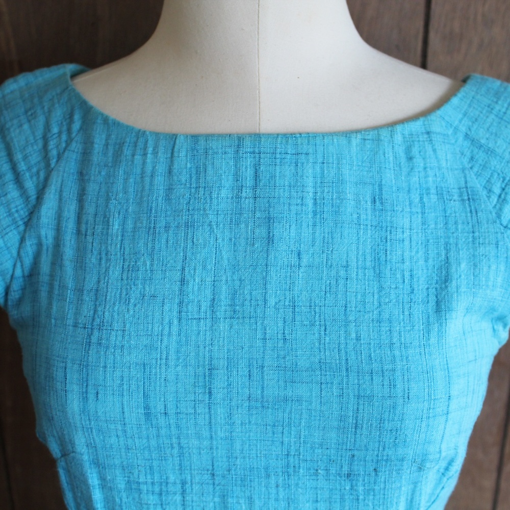 Vintage style blue/turquoise Swing dress handmade